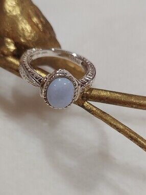 Michelle Albala Sterling Silver Ring with Oval Lavender Agate, Vintage, Size 6